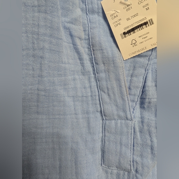 J. Crew Dusti Peri Blue Gauze Popover Short Sleeve V-Neck Mini Dress Size Medium - Picture 6 of 11